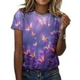 thumbnail image 3 of Lavender T-Shirt O Neck Oversize T-Shirts Short Sleeve Classic Tees Women Summer Graphic Tops, 3 of 5