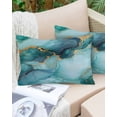 thumbnail image 6 of Teal Marble Throw Pillow Cover 16 x 24 Inch Decorative Pillow Cover Modern Abstract Art Luxury Yellow Lumbar Pillowcase Seasonal Rectangle Cushion Case for Couch Sofa Bed Living Room, 6 of 7