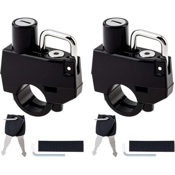 2 Pack Motorcycle Helmet Lock, Helmet Holder Hook for 7/8" 22mm Handlebar, Anti Theft Security Lock for Motorbike Bike Frame Tube Bumper Luggage Rack (Keyed Alike)