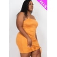 thumbnail image 3 of Plus Adjustable Ruched Detail Curvy Mini Dress Red 2XL, 3 of 5