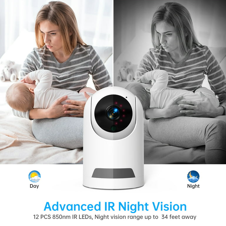 Baby Monitor, 360 Wireless 5G Nanny Cam with Safety Alerts, 4MP HD WiFi Camera for Human & Pet Detection, Home Security Camera with Two-Way Audio