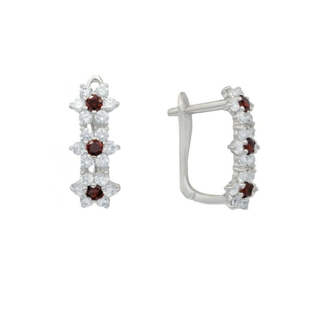 14K White Gold Birthstone Leverback Earrings with CZ