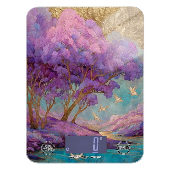 High Precision Digital Kitchen Scale Tempered Glass Food Scale Multifunction Scale Small Kitchen Appliances Purple Trees