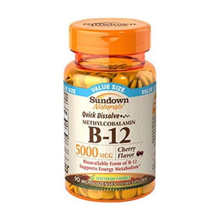 Sundown Naturals 5000 Mcg Quick Dissolve Methylcobalamin B-12 Capsules - 90 Ea