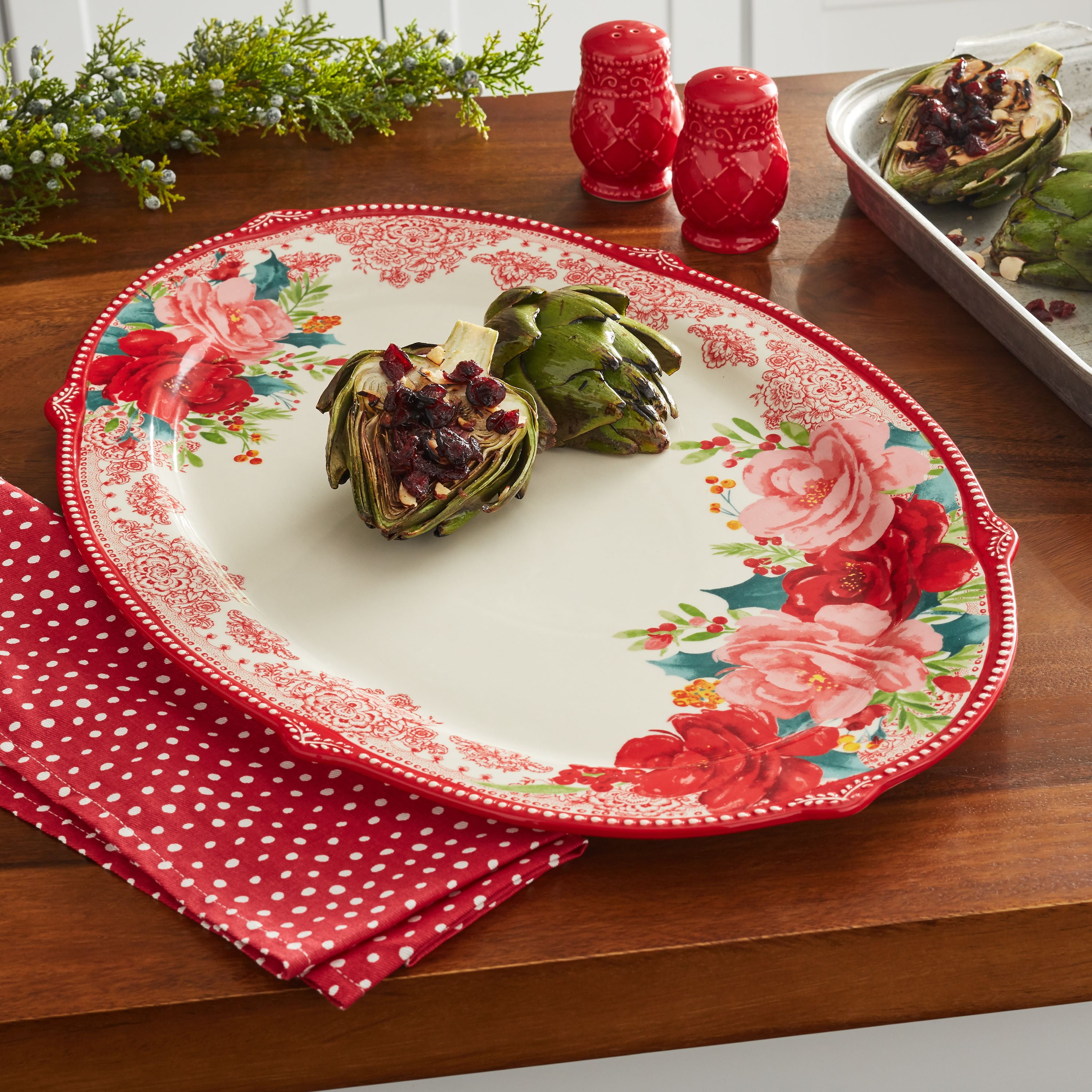 The Pioneer Woman Rosy Toile 21Inch Serving Platter