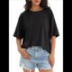 thumbnail image 2 of Camisetas de Gran Tamaño para Mujer, Corte Holgado, Cuello Redondo, Corta, Blusa Informal de Verano, Camiseta Básica Y2K para Playa Negro S, 2 of 8