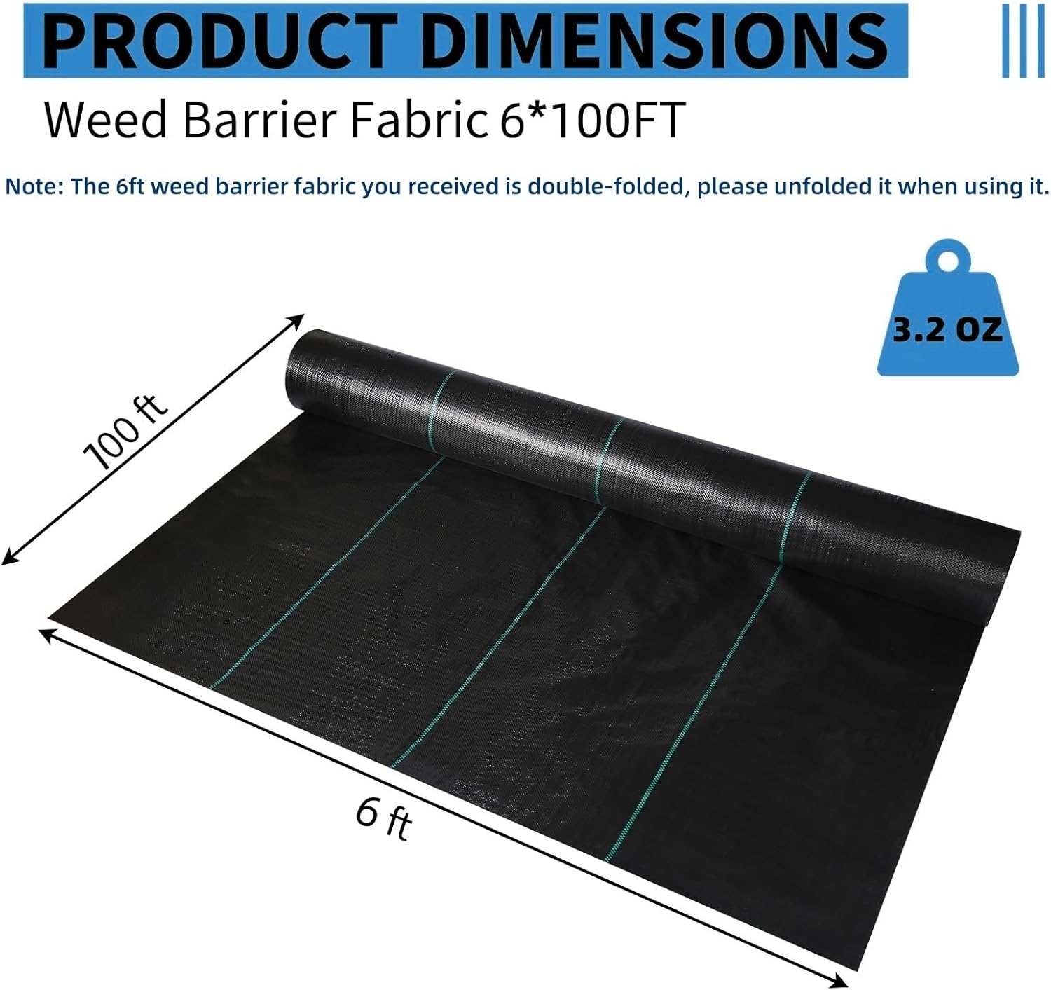 Trilenars 3.2oz Weed Barrier Fabric 6x100FT for Soil,3.2oz