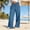 Blue, variant on Women Linen Cropped Pants Plain Drawstring Trousers Vacation Beach Pants Flowy Gauze Elastic High Waisted resort wear for women 2026 Paperbag pant Linen Pants Baggy Linen Pants White 2XL