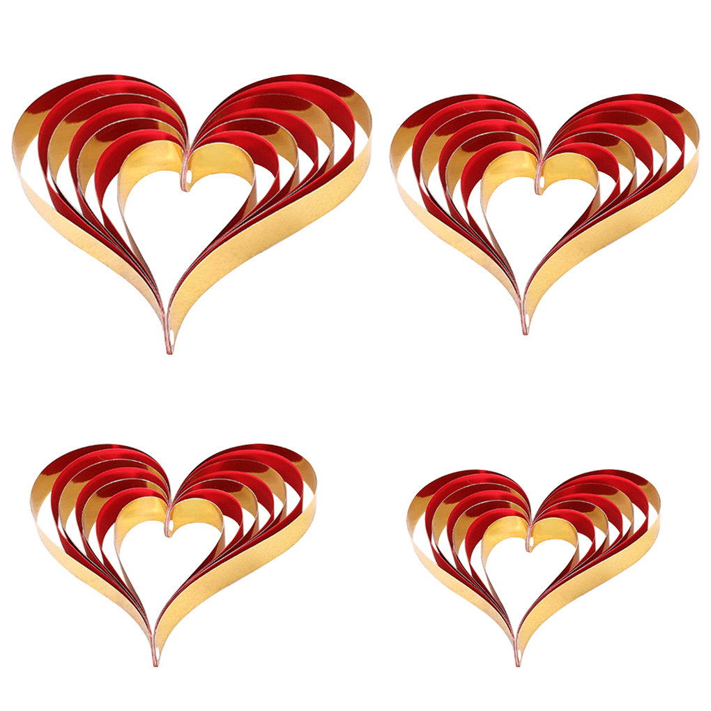 4pcs Red Love Heart Ceiling Hanging Swirl Decoration Heart
