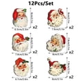 thumbnail image 3 of 12 Pcs Vintage Christmas Ornaments with Wooden Santa Claus Faces and Jute String, Retro Red and White Design, for Christmas Tree and Fireplace Mantel Decor, Wall Decorations, 3 of 7