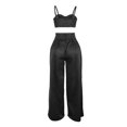 thumbnail image 4 of adaychics Womens Two Piece Outfits Sleeveless Crop Bustier Tops Wide Leg Casual Trousers with Drawstring for Streetwear, 4 of 8