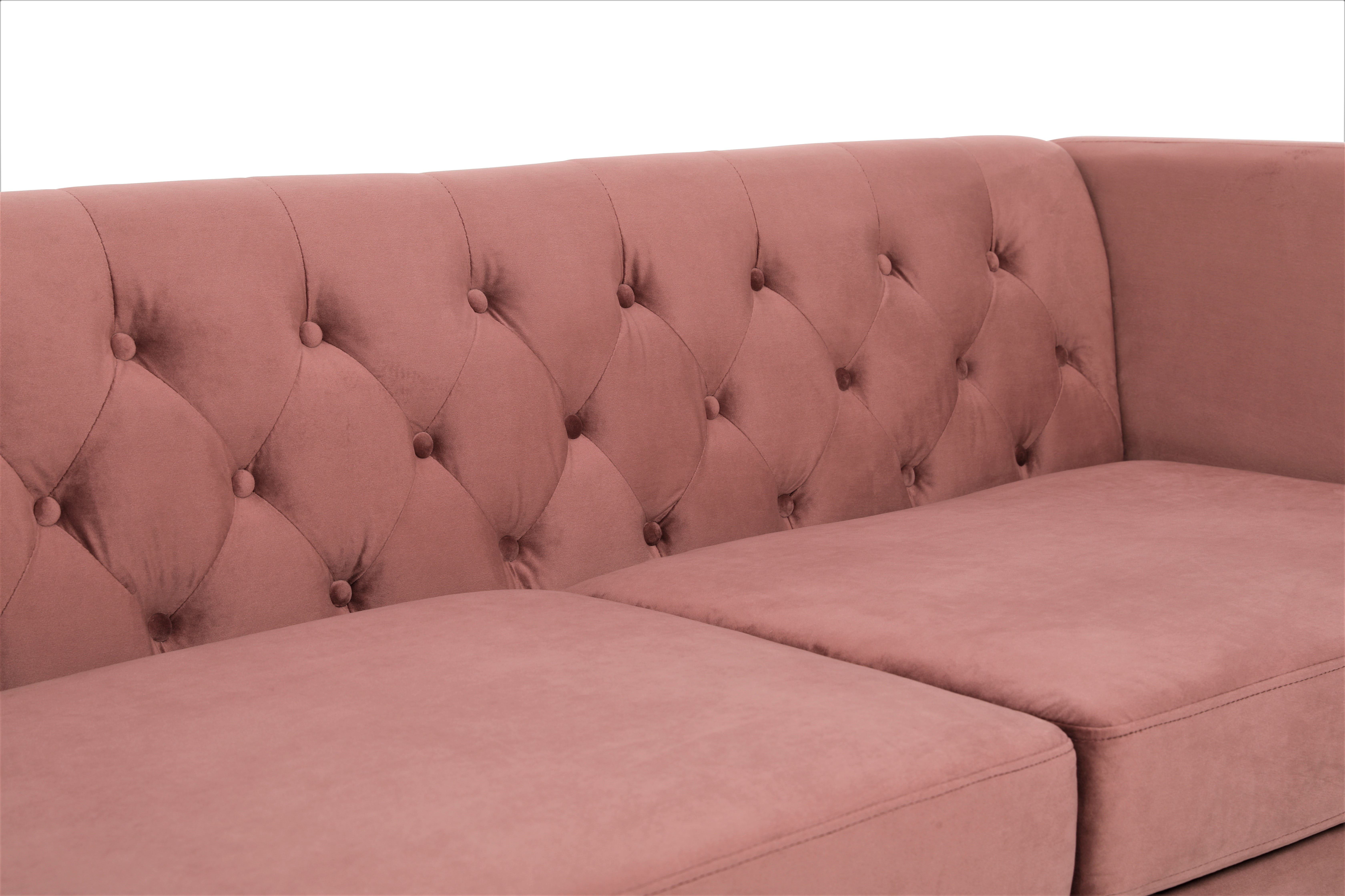 Uspridefurniture Lisette 73.3'' Velvet Square Arm Sofa,Pink