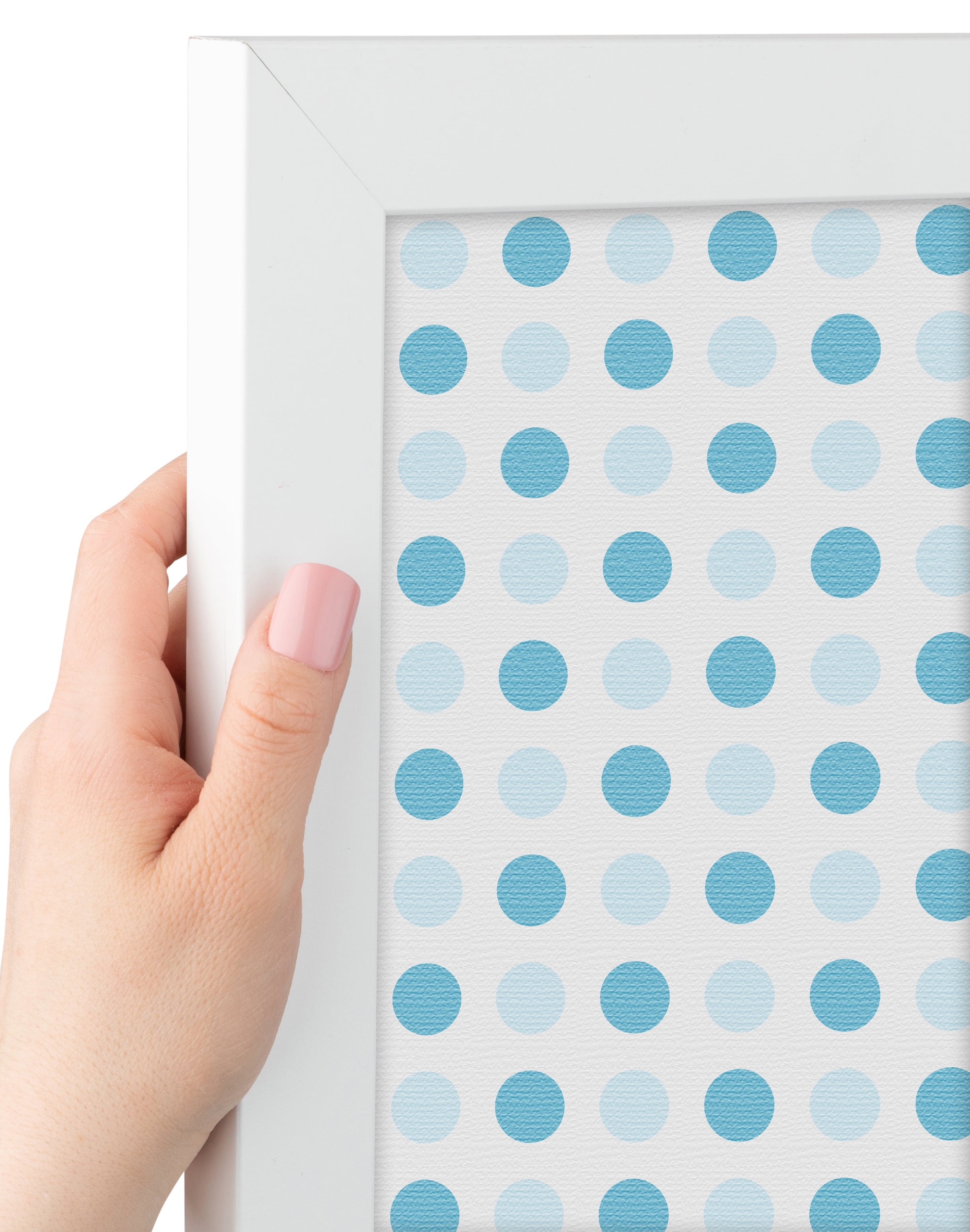 PinPix 40x30 Custom Cork Bulletin Board Light Blue Polka Dot Poster Board Has a Fabric Style Canvas Finish, Framed in Light Blue Polka Dot, by ArtToFrames (PinPix-344)