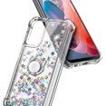thumbnail image 2 of Nagebee For Motorola Moto G Stylus 5G 2024 Phone Case with Tempered Glass Screen Protector, Ring Holder/Wrist Strap, Glitter Liquid Floating Waterfall Cute Phone Cover (Gem), 2 of 6
