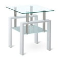 thumbnail image 6 of Coffee Tables White Tempered Clear Glass End Table, 2-Layers Small Table with Storage, Living Room Side Table,End Tables, 6 of 6