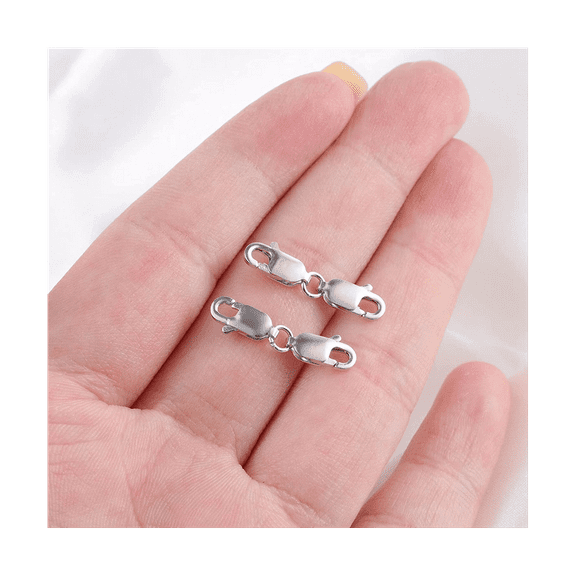 2PCS Double Lobster Clasp 10mm, Sterling Silver Clasp Double Claw Clasps Bracelet Necklace Extension Connector