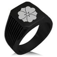 thumbnail image 1 of Stainless Steel Sakai Samurai Crest Needle Stripe Pattern Biker Style Polished Ring, 1 of 1