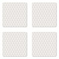 thumbnail image 1 of Modern Coaster Set of 4, Illustration of Diagonal Stripes Forming Geometric Shapes in Greyscale, Square Hardboard Gloss Coasters, Standard Size, Pale Taupe and White, by Ambesonne, 1 of 2