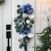 Barton 2Pcs 28 Prelit Christmas Home Decoration 8.20Height Teardrop Swag Warm White Light Blue/White