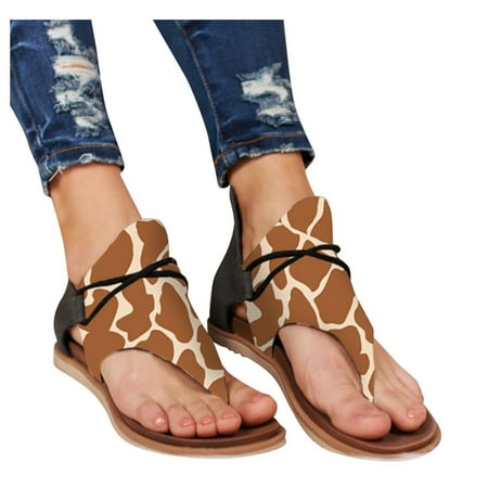 

Women s Sandals Summer Clip-Toe Sandal Comfy Vintage Flip Flop Flat Sandals Outdoor Casual Beach Sandals