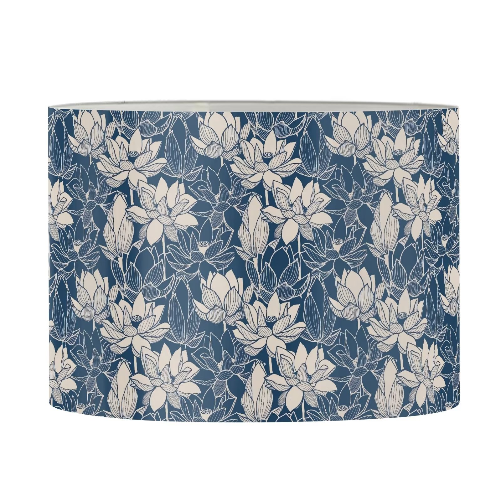 Pzuqiu Lotus Floral Lampshades Navy Blue for Floor Lamps Medium Indoor