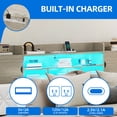 thumbnail image 4 of DEXTRUS King Size PU Leather Bed Frame with Storage Headboard & LED Lights, Upholstered Bed Frame with Power Outlets & Drawers, White, 4 of 8