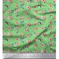 thumbnail image 1 of Soimoi Satin Silk Fabric Leaves,Floral & Hummingbird Bird Printed Craft Fabric by The Yard 42 Inch Wide, 1 of 1