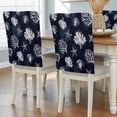 thumbnail image 2 of Chair Covers Set of 4 Seaweed Starfish Shell Chair Slipcover Protector Stretch Chair Covers Coral Marine Life Navy Blue Chair Back Covers for Dining Chairs Kitchen Dinner Home Party Decor, 2 of 9