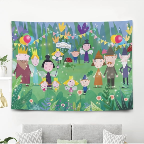 Ben and Holly Tapestry Gift Wall Hanging Backdrop for Room Bedroom Girls Fans Background Banner Party Birthday Supplies Decor