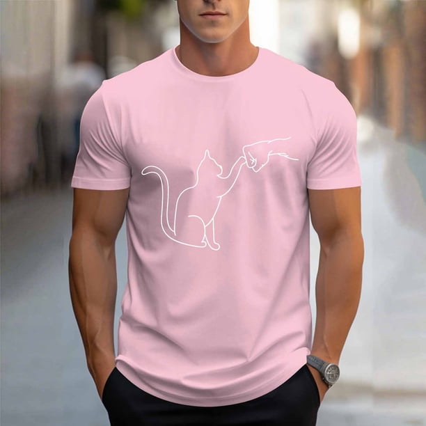 Tops para hombre, blusas y camisas de cuello redondo y manga corta para hombre, blusas casuales de cuello redondo con estampado de moda para hombre, blusas de cuello redondo y manga corta, camisas par