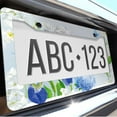 thumbnail image 6 of 1 Pcs Summer Floral Art with Blue and White Flowers License Plate Frame,License Plate Cover for Car Decorative Parts,Aluminum License Plate Bracket Holder Rust-Proof for US Standard Car, 6 of 8