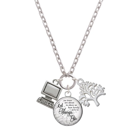 Delight Jewelry Silvertone Computer Let Things Go Fall Zoey Charm Necklace, 28"