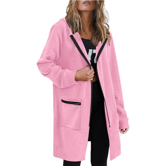 Ailaofu Womens Zip Up Hoodies Long Fleece Lightweight Fall Jackets Loose Fit Full Zipper Hooded Sweatshirt with Pockets