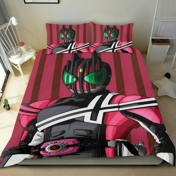 Kamen Rider Themed Bed Sheet Set Three Piece Set 53x79 Inches Comfortable And Skin Friendly Unique Design Creating A Star Studded Night
