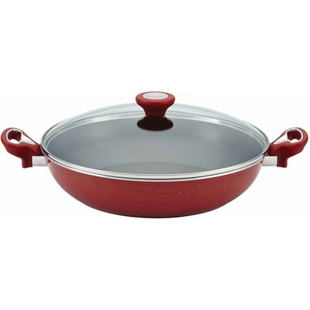 Becker Aluminum Handles - Farberware New Traditions Speckled Aluminum Nonstick 12-1/2-Inch Covered Skillet, Red