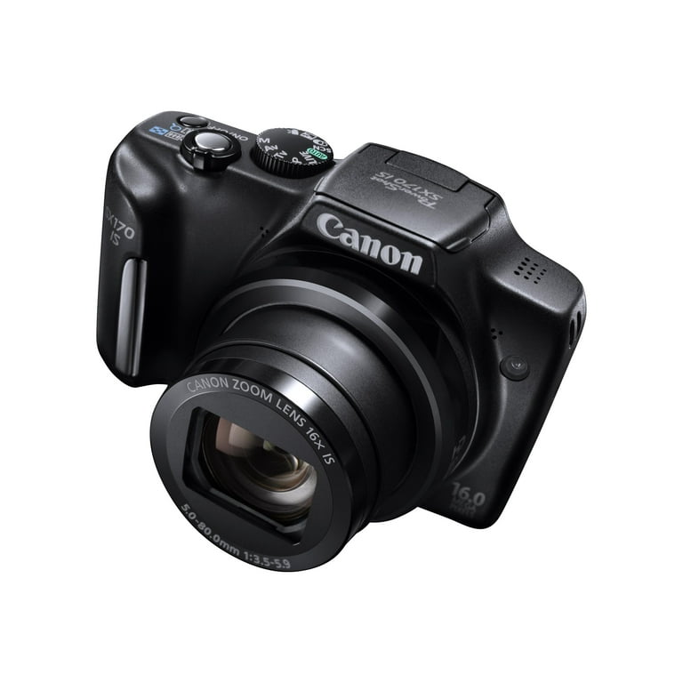 Canon PowerShot SX170 IS - Digital camera - compact - 16.0 MP - 720p - 16x  optical zoom - black