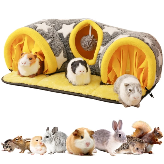 Avont Guinea Pig Hideout Tunnel, Large Hideaway Play Tube Toys Mat for Small Animal Dwarf Rabbits Bunny Chinchillas Hamsters Hedgehogs Ferrets Bearded Dragons and Rats -Star