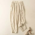thumbnail image 3 of Bigersell Women Casual Capris Women's Fashionable Solid Color Retro Cotton Linen Loose Pocket Casual Trousers Cropped Pants Beige xl, 3 of 4