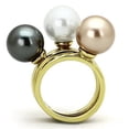 thumbnail image 3 of Womens Rings High polished (no plating) Stainless Steel Ring with Synthetic Pearl in Gray TK1371, 3 of 4