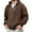 01# Brown, variant on Men's Waffle Knit Full Zip Up Hooded Sweatshirt Casual Solid Color Long Sleeve Pullover Hoodie with Zipper Brown 3XL