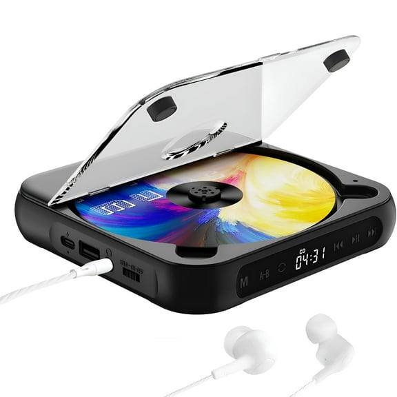 GJX 2026 New Portable Cd Player,Personal Cd Players with Bluetooth for Car&Travel,Rechargeable Small Cd Player with Headphones,Lcd Touch Screen&Anti-Skip/Shockproof White