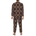 thumbnail image 5 of Bingfone Men'S Pajama Set 2 Piece Loungewear Pjs, Long Sleeve With Pajama Pants-Brown Gold Grid, 5 of 9