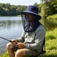thumbnail image 7 of Mesh Sun Hat Mosquito Protection Fishing Cap Outdoor Hiking Hat Breathable Foldable for Men Women with Removable Face Flap(Blue), 7 of 7