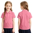 thumbnail image 3 of Polo Shirts for Kids School Uniform Relaxed Fit Back To School Short Sleeve Collared T Shirts Solid Color Pullover for Boys & Girls Pink 4-5 Years, 3 of 3