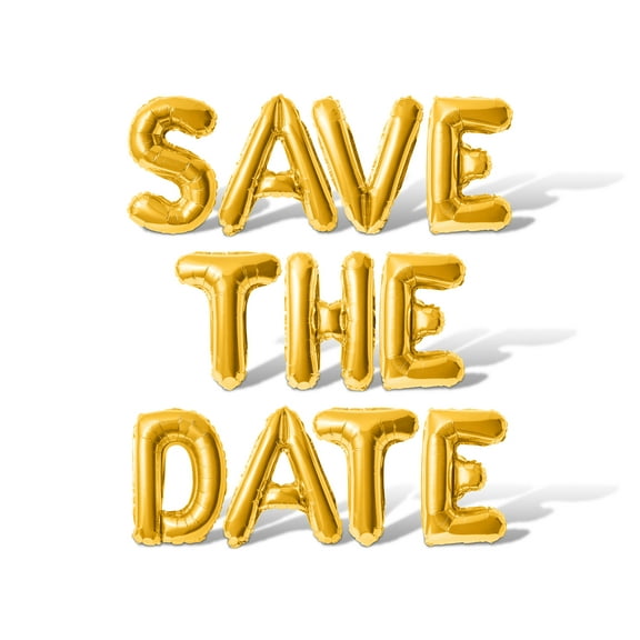 Letter Balloons - SAVE THE DATE 16" Inch Alphabet Letters Foil Mylar Balloon Bachelorette Party or Bridal Shower Banner (Gold)