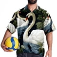 thumbnail image 4 of Swan Men's Short Sleeve Beach Shirts, Casual Poplin Button Down Shirt, Summer Casual Printed Unisex Shirts, 4 of 6
