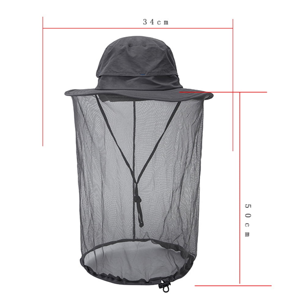 AYYUFE Outdoor Women Men Anti Bug Bee Mosquito Hat Head Net Sun Protection Bucket Cap