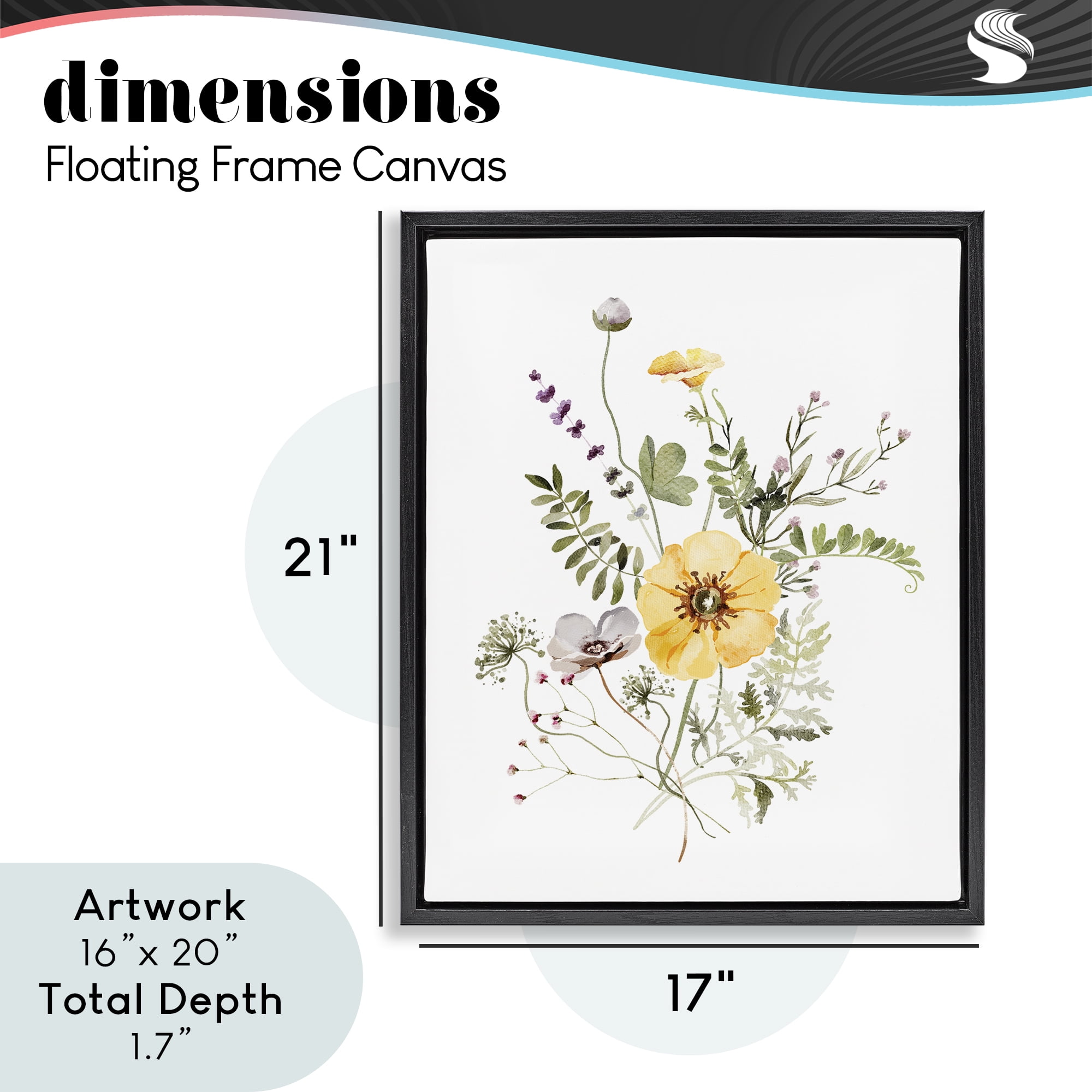 Gardening Herb Blooms Black Framed Floater Canvas Wall Art, design by Lettered and Lined