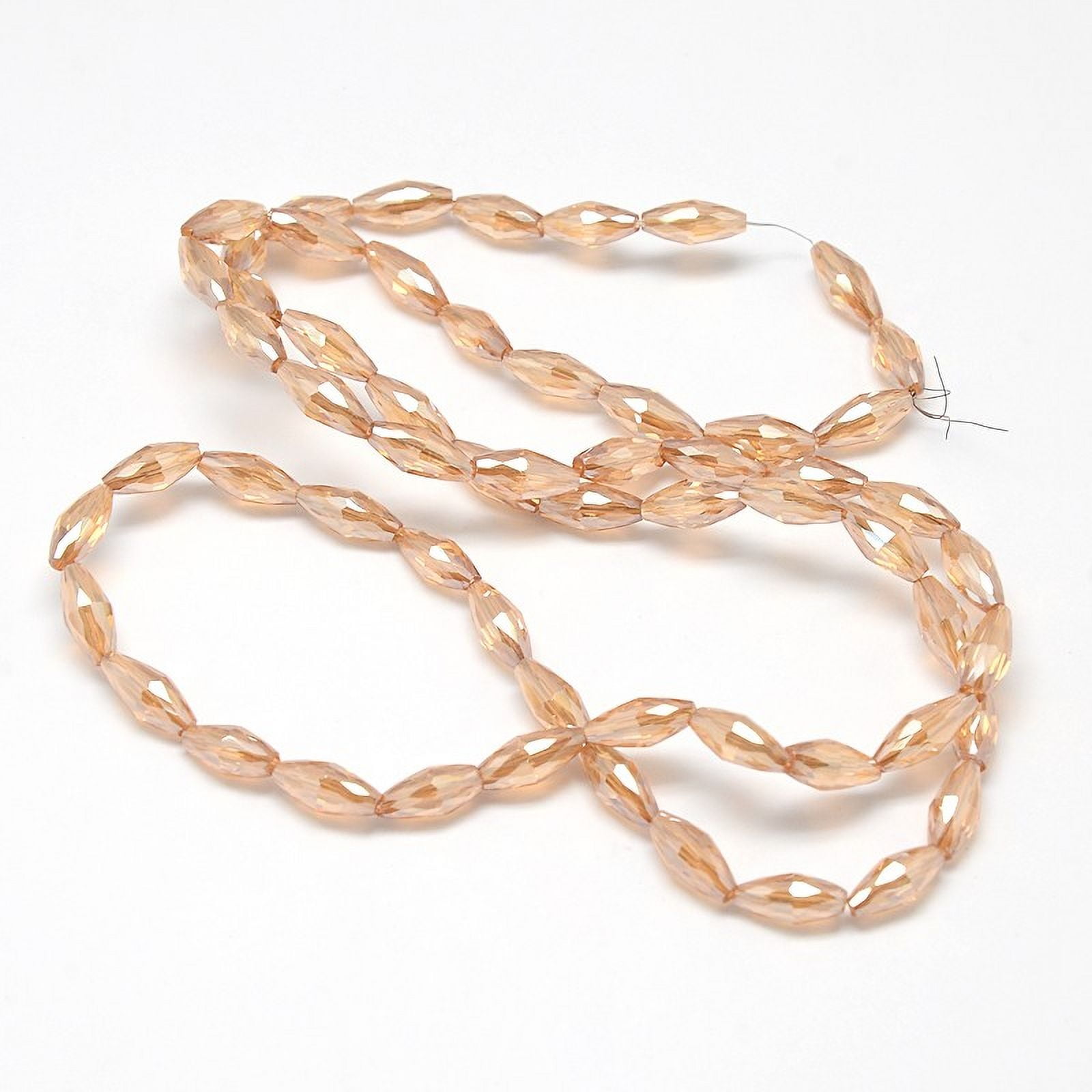 10Strand Electroplate Crystal Glass Rice Beads Strands Faceted Rainbow Color Plated Light Salmon 4x9mm Hole: 1mm about 58pcs/strand 20.4 inch