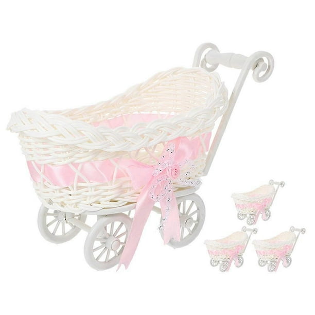 Woven Flowers Basket Mini Flower Basket Home Tabletop Decoration Pink 26.00X15.00X10.00CM Gift Container 4Pcs